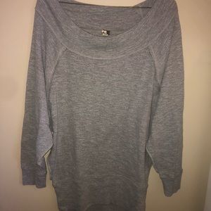 Off the shoulder blousy grey sweater